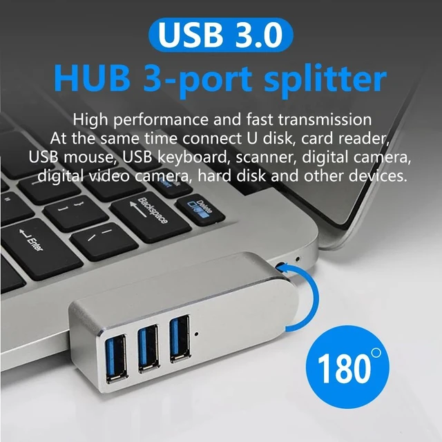 Alt view image 9 of 10 - alloy USB3.0 HUB splitter usb hub hub 3 ports usb 3.0 mini hub