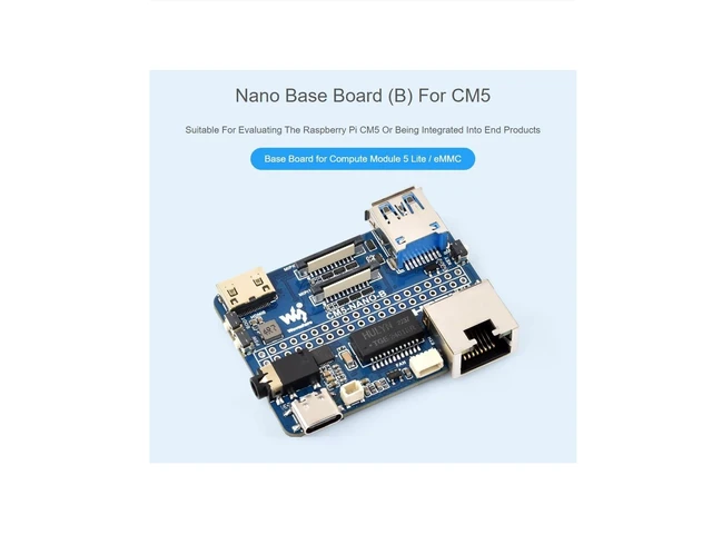 Alt view image 8 of 10 - waveshare Nano Base Board (B) for Raspberry Pi Compute Module 5 Lite/eMMC,CM5 Mini Expansion Board,Integrate Multiple Peripheral Interfaces