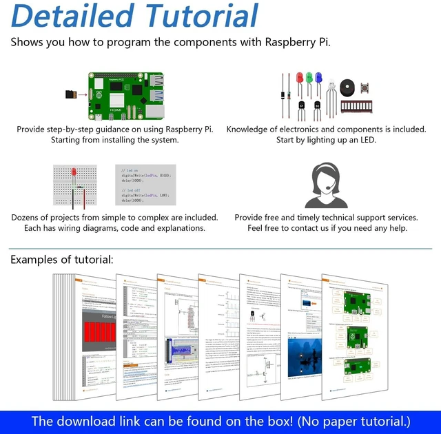 Alt view image 8 of 10 - Freenove Ultrasonic Starter Kit for Raspberry Pi 5 4 B 3 B+ 400 Zero 2 W, 820-Page Detailed Tutorial, Python C Java Scratch Processing Code, 171 Items, 108 Projects (Raspberry Pi NOT Included)