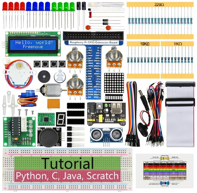 Alt view image 6 of 10 - Freenove Ultrasonic Starter Kit for Raspberry Pi 5 4 B 3 B+ 400 Zero 2 W, 820-Page Detailed Tutorial, Python C Java Scratch Processing Code, 171 Items, 108 Projects (Raspberry Pi NOT Included)