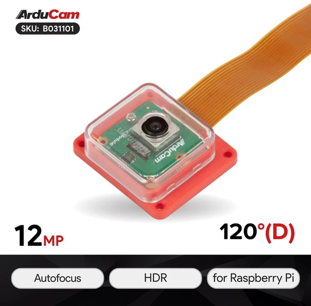 Alt view image 7 of 10 - Arducam for Raspberry Pi Camera Module 3 Wide, 120°(D) IMX708 Autofocus Pi Camera V3 with Case, Comes with15cm 15-22 Pin and 22-22 Pin FFC Cable