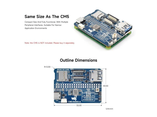 Alt view image 9 of 10 - Nano Base Board (A), Compatible with Raspberry Pi Compute Module 5, Base Board for CM5 Lite/eMMC, with Multiple Peripheral Interfaces
