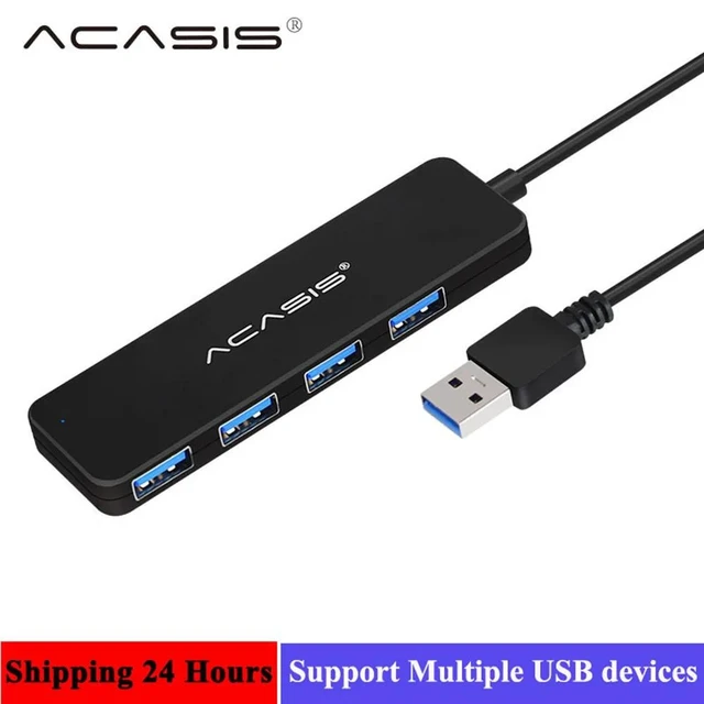 Alt view image 6 of 10 - USB 3.0 Hub 4 Port Multi USB Hub 2.0 with Power Adapter Hub USB 3,0 for PC Computer Accessories USB Splitter for Macbook