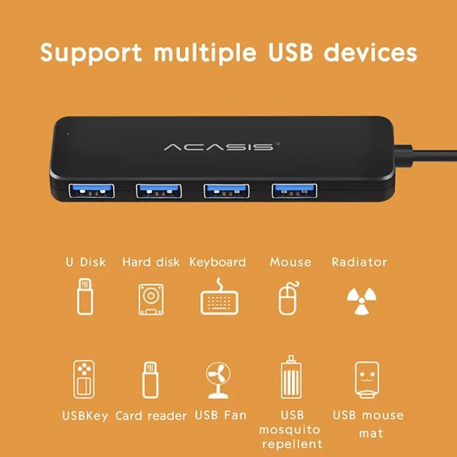 Alt view image 8 of 10 - USB 3.0 Hub 4 Port Multi USB Hub 2.0 with Power Adapter Hub USB 3,0 for PC Computer Accessories USB Splitter for Macbook