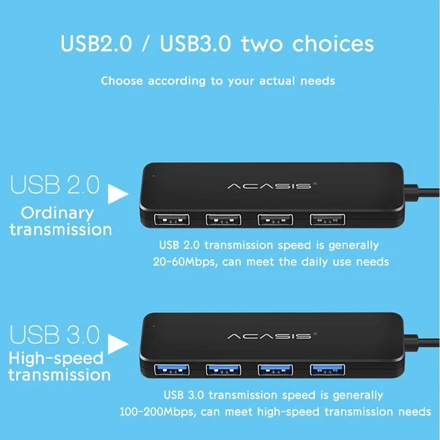 Alt view image 9 of 10 - USB 3.0 Hub 4 Port Multi USB Hub 2.0 with Power Adapter Hub USB 3,0 for PC Computer Accessories USB Splitter for Macbook
