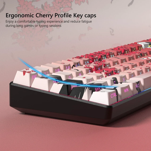 Alt view image 8 of 10 - Japanese Anime Keycaps 60 65 75 100 Percent,Cherry Keycaps130 Keys PBT Dye Sublimation Custom Keycaps Set for Mechanical Keyboard 61/64/75/84/87/104/108 Layout with Key Puller (Red)