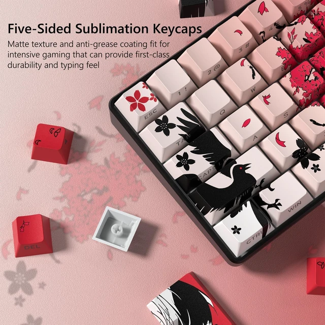 Alt view image 9 of 10 - Japanese Anime Keycaps 60 65 75 100 Percent,Cherry Keycaps130 Keys PBT Dye Sublimation Custom Keycaps Set for Mechanical Keyboard 61/64/75/84/87/104/108 Layout with Key Puller (Red)