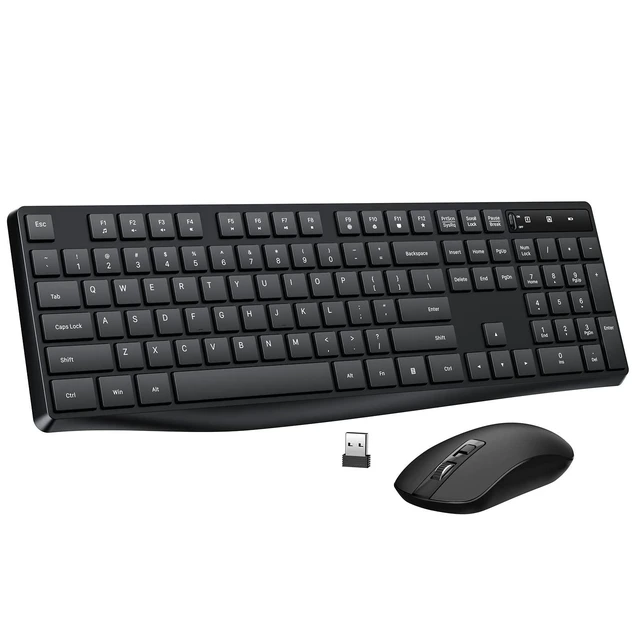 Alt view image 6 of 10 - Wireless Keyboard and Mouse Combo, Lovaky 2.4G Full-Sized Ergonomic Keyboard Mouse, 3 DPI Adjustable Cordless USB Keyboard and Mouse, Quiet Click for Computer/Laptop/Windows/Mac (1 Pack, Black)