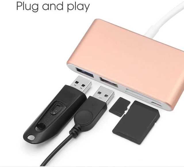 Alt view image 9 of 10 - USB 3.0 HUB Cable USB Splitter TF Card Read USB Type C Hub OTG USB-C Micro USB Power Adapter for Macbook Air Pro surface pro 6