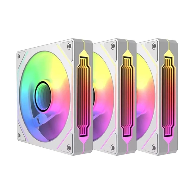 Alt view image 6 of 10 - Jungle Leopard Prism4 Pro X3 120mm ARGB Reverse Case Fans,Infinity Mirror RGB Light Effect 5V 3PIN Motherboard Light Sync 800~1800RPM PWM PC Fan Suitable for Computer Case(Triple Pack White)