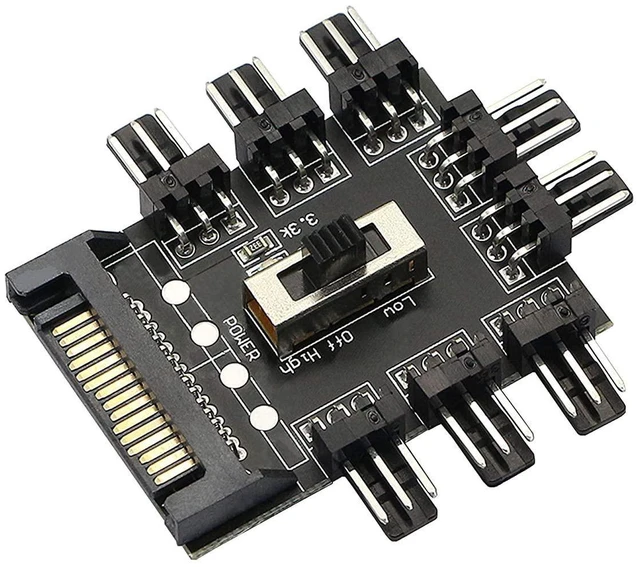 Alt view image 8 of 14 - Chassis Fan Hub SATA 1 to 8 Way12V 3 PIN Cooling Fan Splitter Controller Hub 3 Pin PWM for PC Desktop Computer Motherboard(12V 3-Pin)