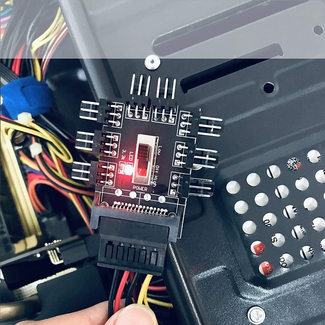 Alt view image 14 of 14 - Chassis Fan Hub SATA 1 to 8 Way12V 3 PIN Cooling Fan Splitter Controller Hub 3 Pin PWM for PC Desktop Computer Motherboard(12V 3-Pin)