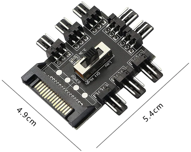 Alt view image 13 of 14 - Chassis Fan Hub SATA 1 to 8 Way12V 3 PIN Cooling Fan Splitter Controller Hub 3 Pin PWM for PC Desktop Computer Motherboard(12V 3-Pin)