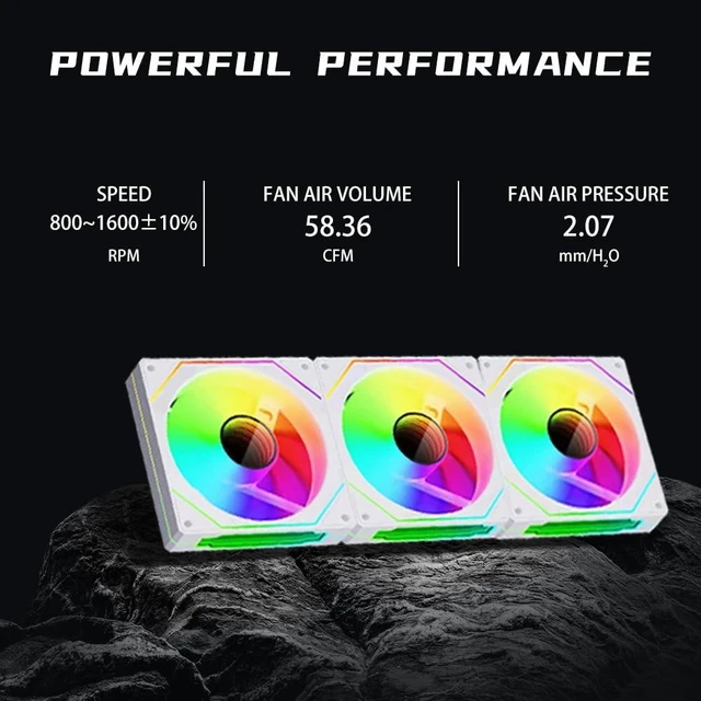 Alt view image 8 of 10 - Jungle Leopard Prism4 Pro X3 120mm ARGB Reverse Case Fans,Infinity Mirror RGB Light Effect 5V 3PIN Motherboard Light Sync 800~1800RPM PWM PC Fan Suitable for Computer Case(Triple Pack White)