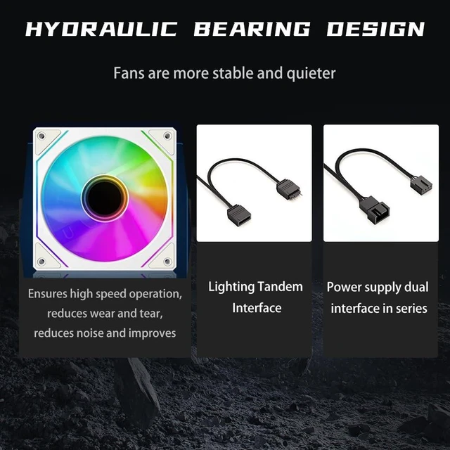 Alt view image 9 of 10 - Jungle Leopard Prism4 Pro X3 120mm ARGB Reverse Case Fans,Infinity Mirror RGB Light Effect 5V 3PIN Motherboard Light Sync 800~1800RPM PWM PC Fan Suitable for Computer Case(Triple Pack White)