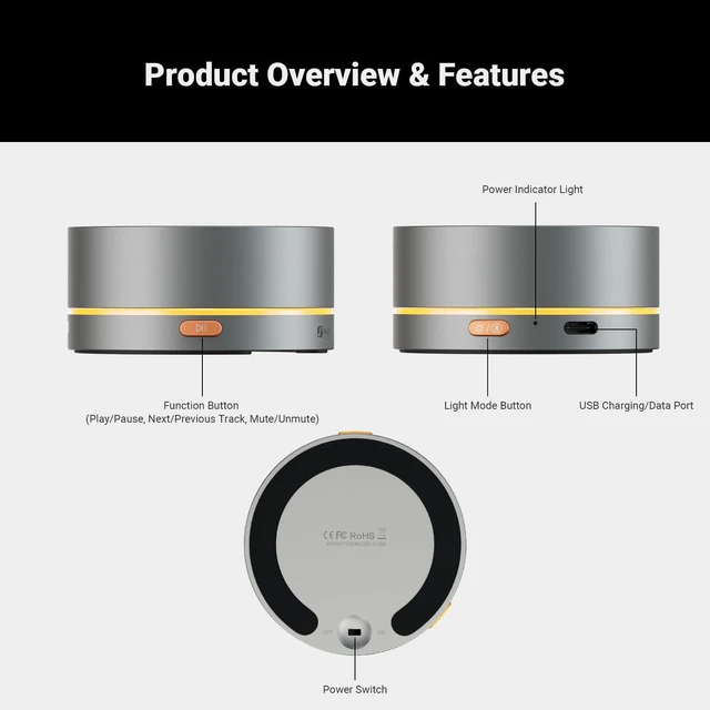 Alt view image 14 of 14 - Fosi Audio VOL20 Bluetooth Volume Control Knob, USB Multimedia Controller for PC/Gaming/Home Audio/Desktop, RGB Lighting Customization Multi-Function Button with Adjustment