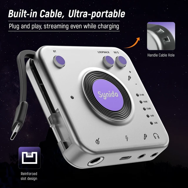 Alt view image 13 of 14 - Portable Guitar Audio Interface, 24-bit/96kHZ Audio Adapter with USB-C, Inst./Headphone Ports for Live Streaming, for DJ Set Audio Recording, for iPhone/iPad/Android/Mac/PC/Laptop, (A20)