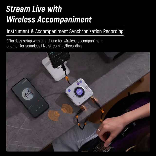 Alt view image 14 of 14 - Portable Guitar Audio Interface, 24-bit/96kHZ Audio Adapter with USB-C, Inst./Headphone Ports for Live Streaming, for DJ Set Audio Recording, for iPhone/iPad/Android/Mac/PC/Laptop, (A20)