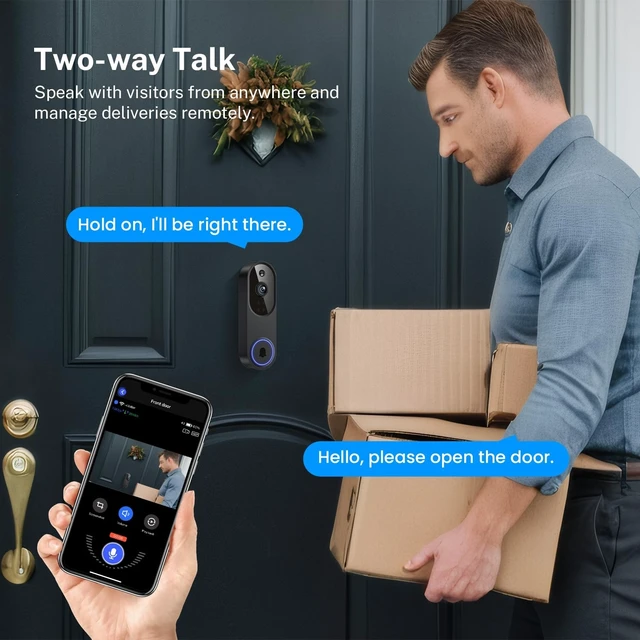 Alt view image 10 of 14 - 1080p Wireless Wi-Fi Video Doorbell Camera with Two Way Audio, Night Vision, Cloud Storage, Smart AI Motion Detection, Support 2.4GHz Wi-Fi only
