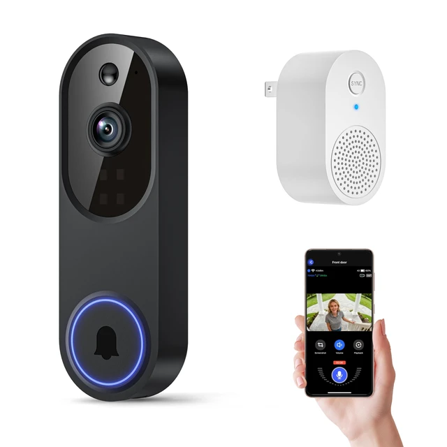 Alt view image 8 of 14 - 1080p Wireless Wi-Fi Video Doorbell Camera with Two Way Audio, Night Vision, Cloud Storage, Smart AI Motion Detection, Support 2.4GHz Wi-Fi only