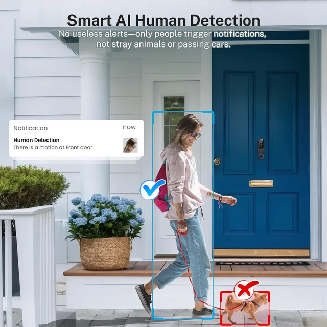 Alt view image 11 of 14 - 1080p Wireless Wi-Fi Video Doorbell Camera with Two Way Audio, Night Vision, Cloud Storage, Smart AI Motion Detection, Support 2.4GHz Wi-Fi only