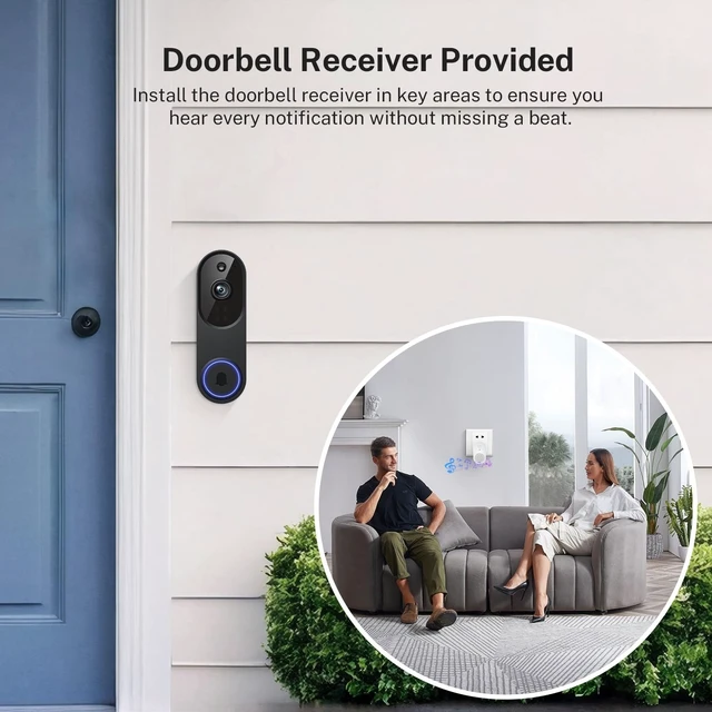 Alt view image 14 of 14 - 1080p Wireless Wi-Fi Video Doorbell Camera with Two Way Audio, Night Vision, Cloud Storage, Smart AI Motion Detection, Support 2.4GHz Wi-Fi only