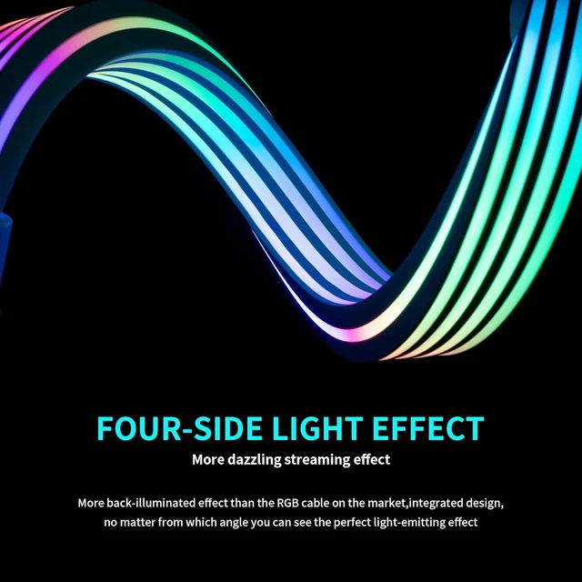 Alt view image 13 of 14 - 8 Pin RGB GPU Cable,RGB PSU Cables Extension - Addressable 5V3Pin ARGB PC Case Decor for RTX 3060 4060 4070 Radeon RX 6600 580 Graphics Card Power Supply White