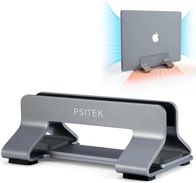 Alt view image 7 of 12 - Aluminum Vertical Laptop Stand Dock Holder Adjustable Slot Width 12-42mm Space-Saving Upright Storage for MacBook and Laptops