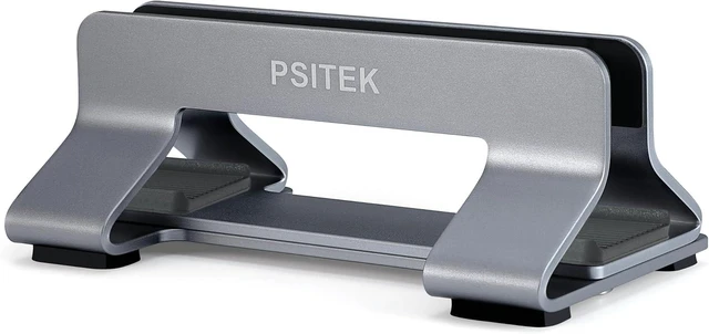 Alt view image 12 of 12 - Aluminum Vertical Laptop Stand Dock Holder Adjustable Slot Width 12-42mm Space-Saving Upright Storage for MacBook and Laptops