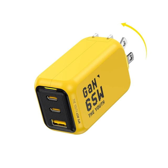 Alt view image 8 of 14 - Youth 65W GaN+ USB C Charger Block, 3-Port PPS Type C Compact Foldable Laptop Fast Wall Charger for MacBook Pro/Air, iPad Pro, iPhone 17/16 Pro Max, Galaxy S24, Pixel, Steam Deck and More, Yellow