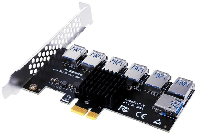 Alt view image 8 of 14 - Weastlinks PCIE 1 To 7 Riser PCIE Port Multiplier USB3.0 Riser PCI Express X16 Adapter PCI-E 1X To 16X Card Riser For Video Card BTC Mining