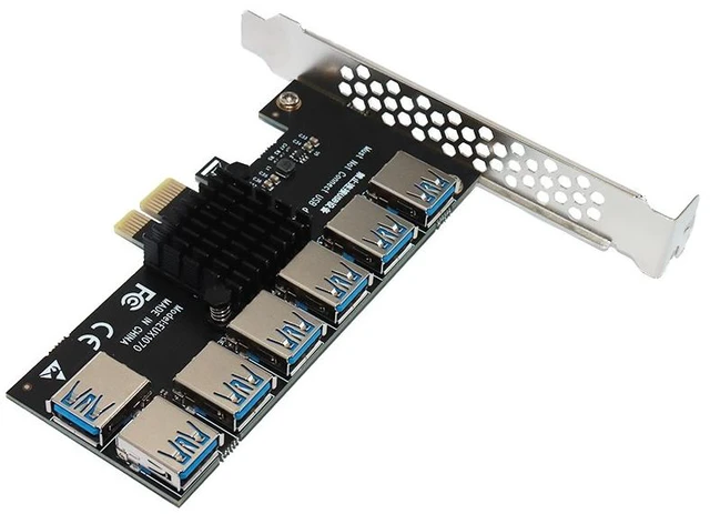 Alt view image 9 of 14 - Weastlinks PCIE 1 To 7 Riser PCIE Port Multiplier USB3.0 Riser PCI Express X16 Adapter PCI-E 1X To 16X Card Riser For Video Card BTC Mining