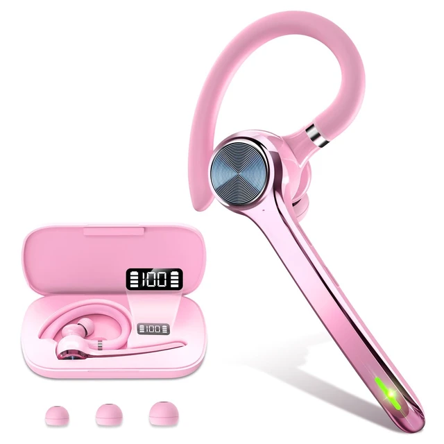 Alt view image 8 of 14 - HEIBAS Bluetooth Headset, Wireless Bluetooth Earpiece with 500mAh Charging Case 72 Hours Talking Time Built-in Microphone for iOS Android Cell Phone, V5.1 Hand-Free Headphones for Trucker, Office-Pink