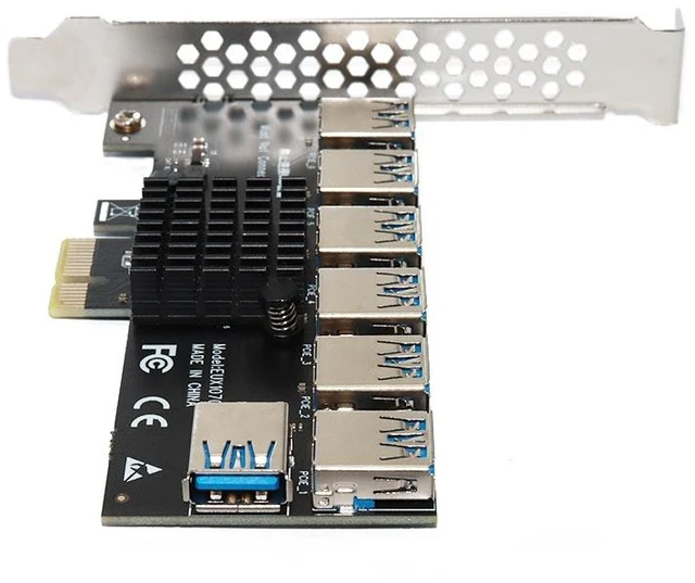 Alt view image 10 of 14 - Weastlinks PCIE 1 To 7 Riser PCIE Port Multiplier USB3.0 Riser PCI Express X16 Adapter PCI-E 1X To 16X Card Riser For Video Card BTC Mining