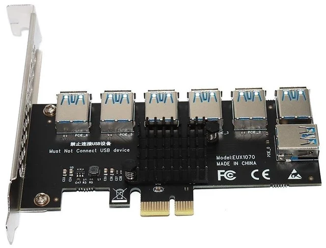 Alt view image 11 of 14 - Weastlinks PCIE 1 To 7 Riser PCIE Port Multiplier USB3.0 Riser PCI Express X16 Adapter PCI-E 1X To 16X Card Riser For Video Card BTC Mining