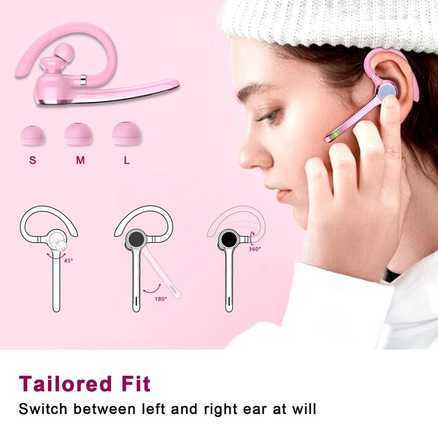 Alt view image 11 of 14 - HEIBAS Bluetooth Headset, Wireless Bluetooth Earpiece with 500mAh Charging Case 72 Hours Talking Time Built-in Microphone for iOS Android Cell Phone, V5.1 Hand-Free Headphones for Trucker, Office-Pink