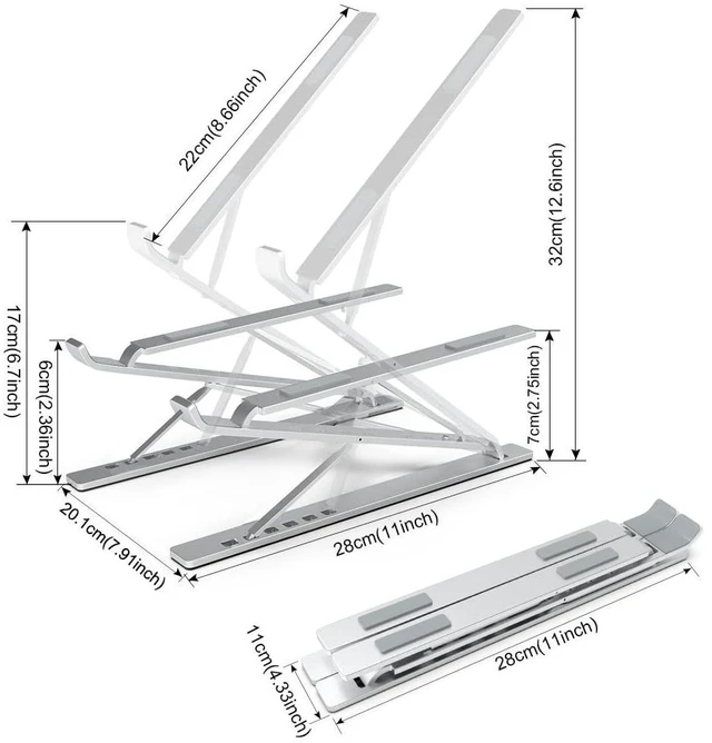 Alt view image 7 of 8 - ElfAnt Laptop Stand Adjustable Portable Aluminum for 10" - 17" Laptop Tablet