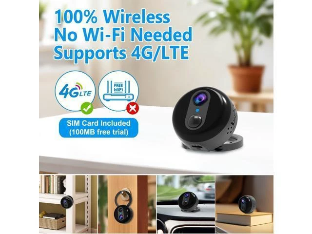 Alt view image 9 of 14 - 4G LTE Cellular Integrated Magnetic Foldable Stand Mini Camera, WiFi-Free Security Camera (SIM Card Included), 4K HD Spy Camera, PIR Infrared Motion Detection Recording, Intelligent Night Vision