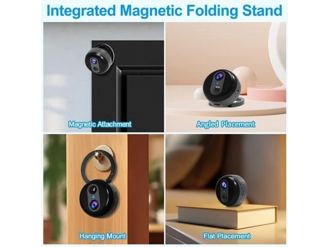 Alt view image 12 of 14 - 4G LTE Cellular Integrated Magnetic Foldable Stand Mini Camera, WiFi-Free Security Camera (SIM Card Included), 4K HD Spy Camera, PIR Infrared Motion Detection Recording, Intelligent Night Vision