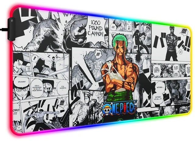 Alt view image 6 of 10 - SIASYDF RGB Zoro Mouse Pad, Extended Large Anime LED Mousepad for Home Office, Light Up Gaming Desk Mat for Computer Keyboard and Laptop, 31.5x15.7x0.12inch