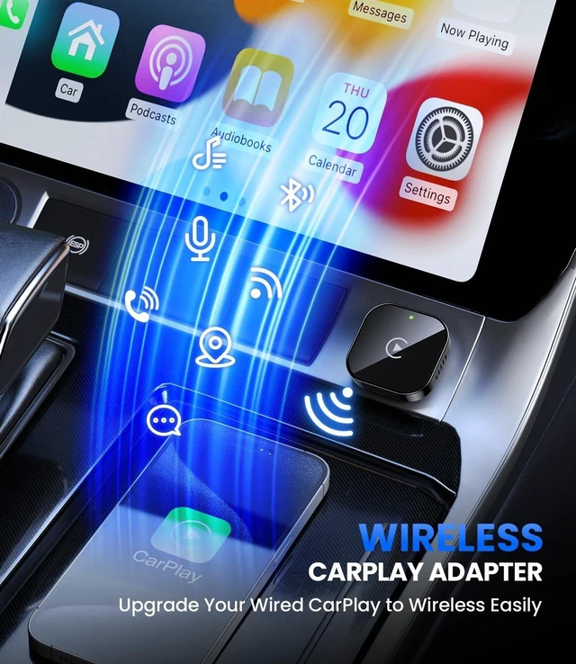 Alt view image 7 of 12 - Teeran Wireless CarPlay Adapter for iPhone (2026 Upgraded), Mini Plug & Play for Cars with Factory Wired Apple CarPlay, Fast & Stable Connection, Easy Setup, Wide Vehicle Compatibility USB & USB C