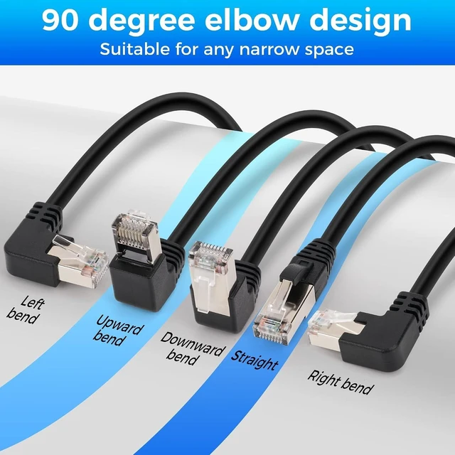 Alt view image 8 of 12 - Cat 6 Ethernet Extension Cable 5 PackMultiple AnglesUP/Down/Left/Right/Straight, Cat6 RJ45 Network LAN Patch Cord Adapter, FTP Shielded Male to Female Connector, Supports CAT5E/CAT5-0.6 Feet