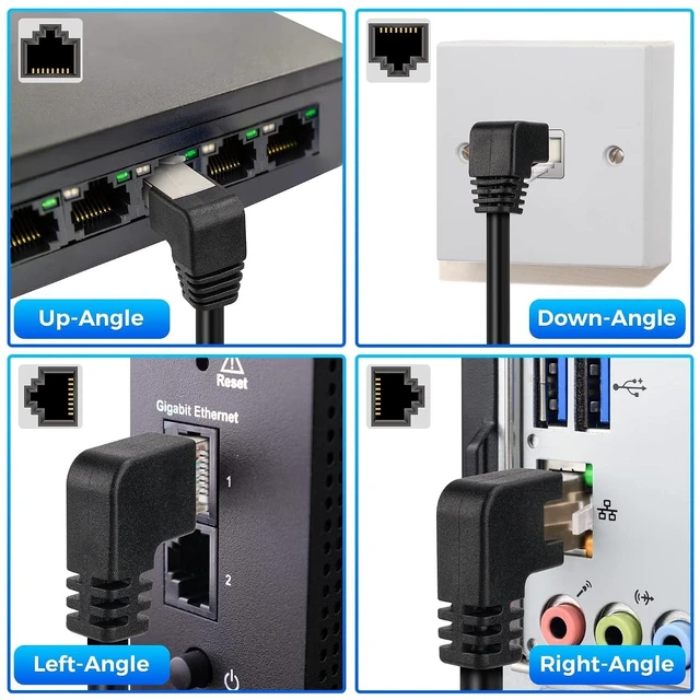 Alt view image 10 of 12 - Cat 6 Ethernet Extension Cable 5 PackMultiple AnglesUP/Down/Left/Right/Straight, Cat6 RJ45 Network LAN Patch Cord Adapter, FTP Shielded Male to Female Connector, Supports CAT5E/CAT5-0.6 Feet