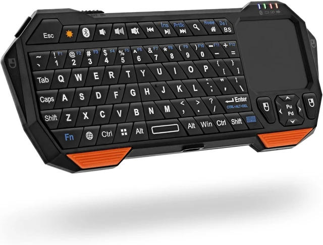 Alt view image 8 of 14 - Fosmon Mini Bluetooth Keyboard (QWERTY Keypad), Wireless Portable Lightweight with Built-In Touchpad, Compatible with Apple TV, PS4, HTPC/IPTVVR Glasses, Smartphones and more