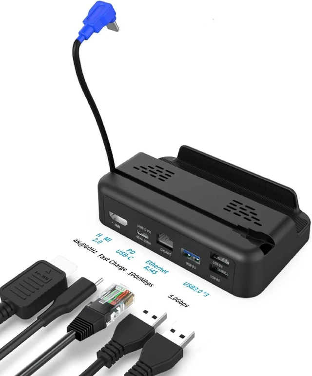 Alt view image 9 of 14 - Docking Station for Steam Deck Dock Hub Holder USB Type-c Charger Docking Station TV Base Stand for Steamdeck Game Console,PD 100 Fast Charging,4K@60Hz Output, 1000Mbps Ethernet Interface
