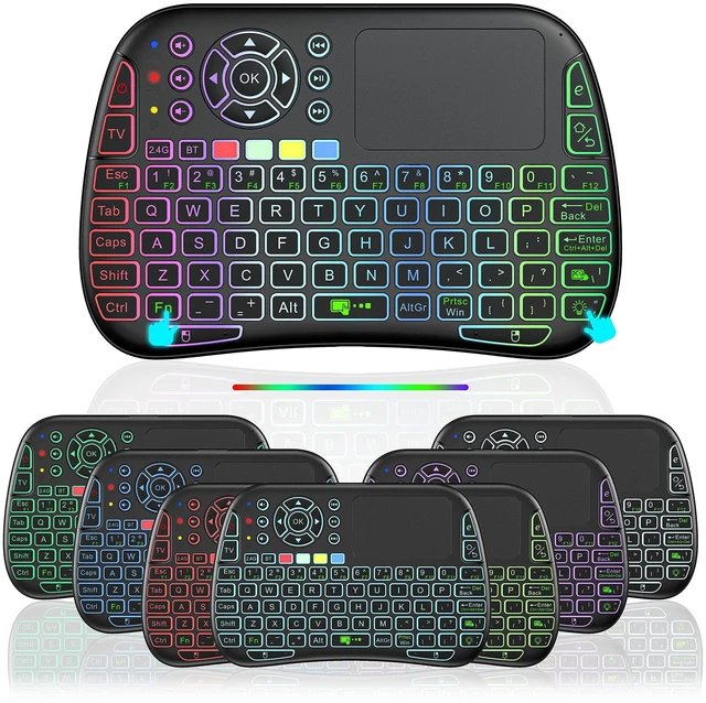 Alt view image 6 of 10 - Mini Voice Bluetooth Keyboard, Rechargeable Wireless Keyboard with Touchpad, Backlit Small Keyboard with IR Learning, 2.4G WiFi/BT5.0 Mode Connection for PC, TV Box, iOS, Android, Window, Mac OS