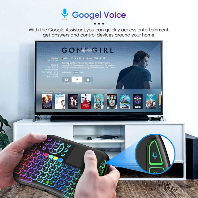 Alt view image 7 of 10 - Mini Voice Bluetooth Keyboard, Rechargeable Wireless Keyboard with Touchpad, Backlit Small Keyboard with IR Learning, 2.4G WiFi/BT5.0 Mode Connection for PC, TV Box, iOS, Android, Window, Mac OS