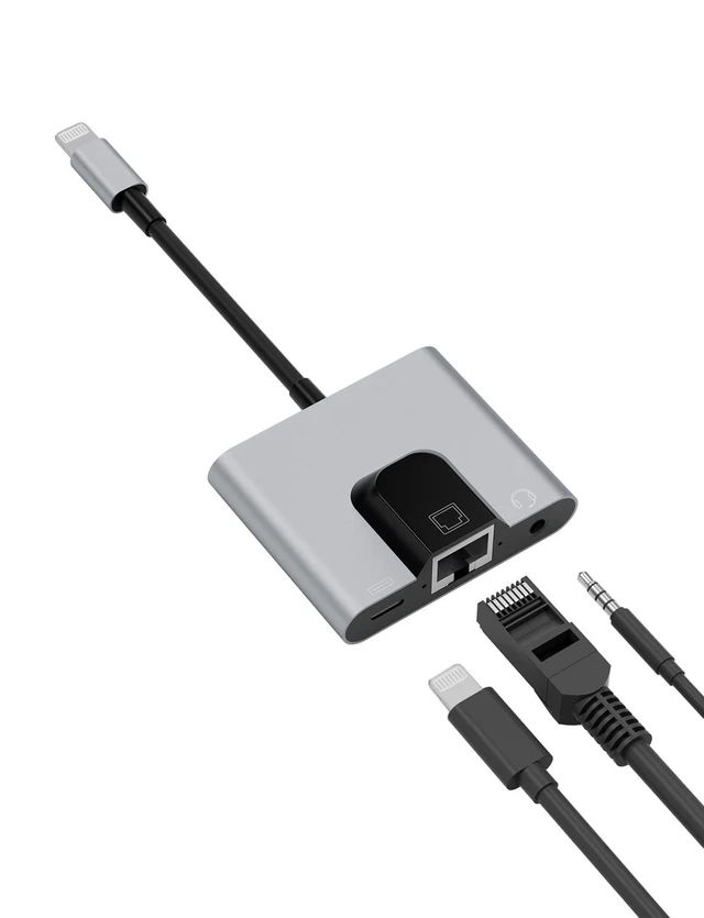 Alt view image 6 of 10 - Lightning to RJ45 Ethernet Adapter,Wired Internet Support up to 10/100Mbps,with Lightning Charging Port & 3.5mm Audio Jack,Compatible with iPhone 14/13/12/11/iPad