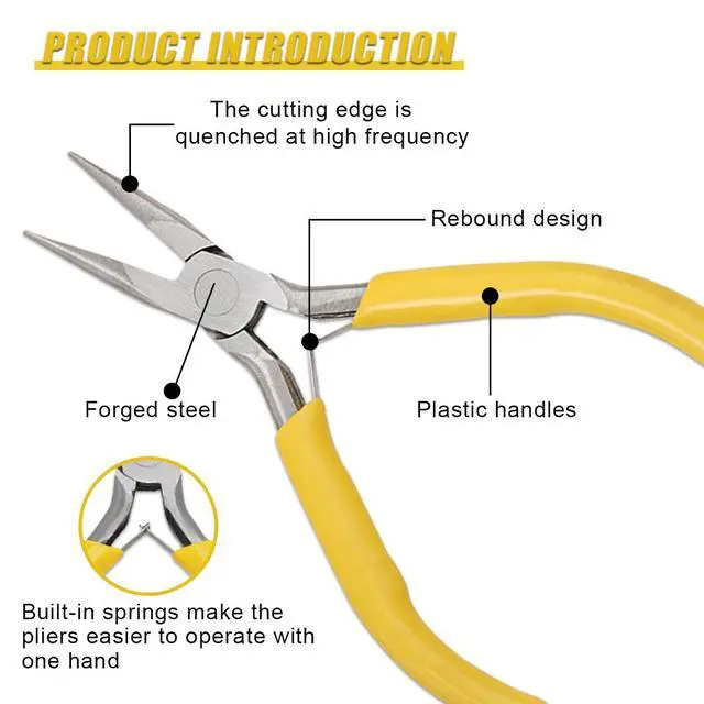 Alt view image 3 of 6 - Mini Needle Nose Plier with Grip Handle (Needle Nose) | Metal Precision Pliers, Universal Car Accessories for Bending Wires, Crafting, Jewelry Making and Small Object Gripping