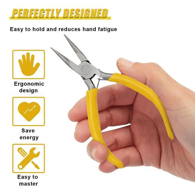 Alt view image 4 of 6 - Mini Needle Nose Plier with Grip Handle (Needle Nose) | Metal Precision Pliers, Universal Car Accessories for Bending Wires, Crafting, Jewelry Making and Small Object Gripping